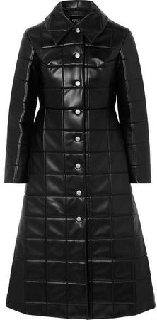 Miss Roboto Quilted Faux Leather Coat - Black