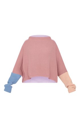 Pink Oversized Colourblock Sweater | PrettyLittleThing USA