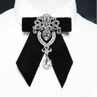 Large Diamond Luxury Rhinestone Velvet Bow Tie