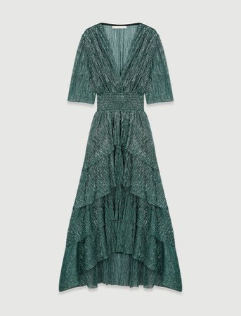 120RUFFINE - Robe en matière lurex stretch à volants - Robes | Maje Paris