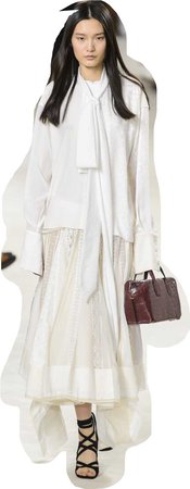 Loewe White Skirt and Shirt w/Scarf Tie