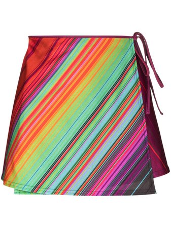 AGR Striped Print Wrap Skirt - Farfetch