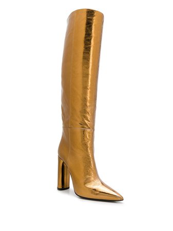 Gold Casadei Knee High Boots | Farfetch.com
