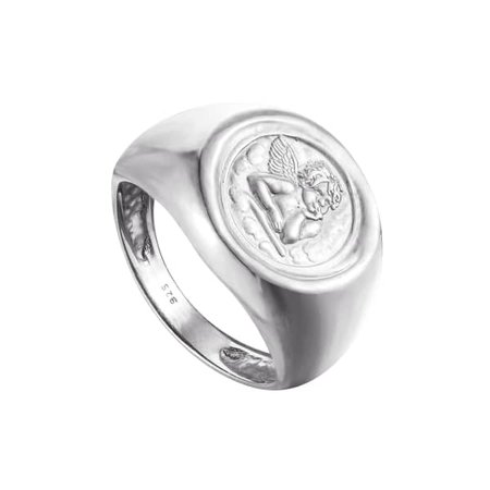 Ecoated Sterling Silver Angel Cherub Signet Ring | SEOL + GOLD | Wolf & Badger