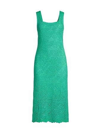 Shop 525 America Square-Neck Crocheted Midi-Dress | Saks Fifth Avenue