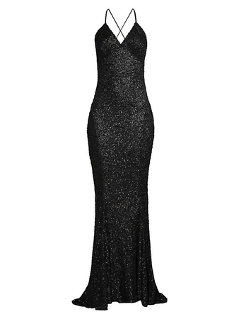 Norma Kamali Sequin Fishtail Gown