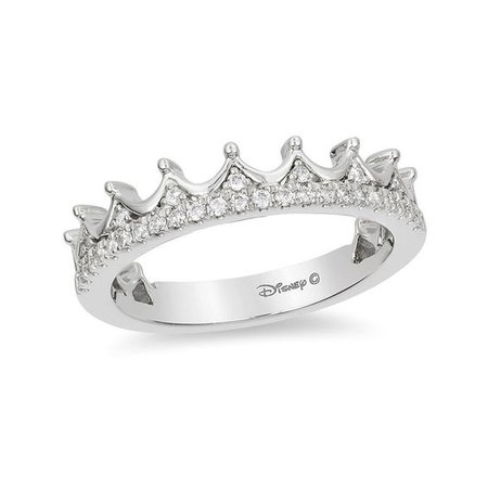 Enchanted Disney Princess 1/6 CT. T.W. Diamond Tiara Wedding Band in 14K White Gold | View All Enchanted Disney Fine Jewelry | Enchanted Disney Fine Jewelry | Collections | Zales