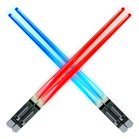 Lightsaber Light up LED Chopsticks Multi function for Star Wars Theme Party Fun Gift Set [2 PAIR – RED AND BLUE SET] [1540972456-109557] - $13.85
