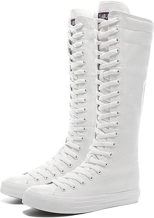 Amazon.com: Momuk Women's Canvas High Knee Boots (6, White) : Clothing, Shoes & Jewelry
