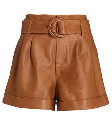 FRAME Leather Belted Paperbag Shorts | INTERMIX®