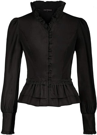SCARLET DARKNESS Women Victorian Ruffled Blouse Vintage Long Sleeve Corset Top at Amazon Women’s Clothing store