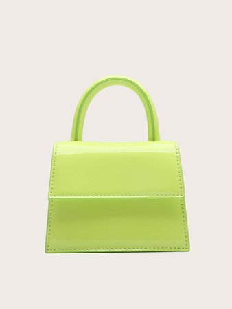 Mini Neon Lime Chain Flap Satchel Bag | SHEIN USA