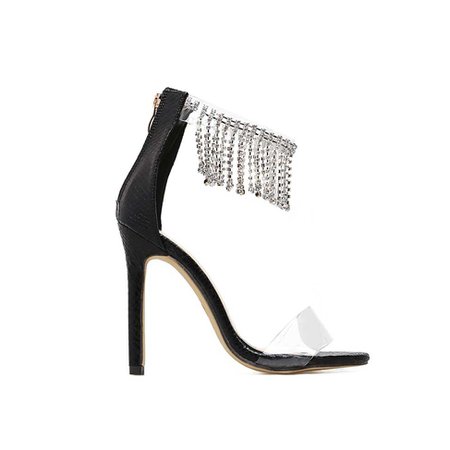 JESSICABUURMAN – KAYMO Fringed Diamante PVC And Leather Sandals