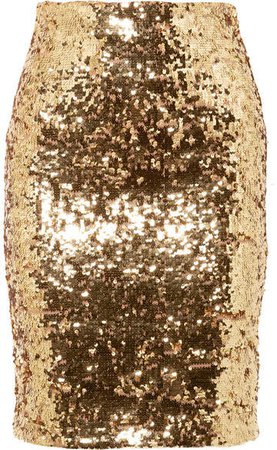 Alice Olivia - Ramos Sequined Stretch-tulle Skirt - Gold