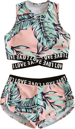 8 .com: Milumia Girl's 2 Piece Tropical Printed Crisscross Letter  Tape Bathing Suit Swimsuit Multicolored 8 Years : Clothing, Shoes & Jewelry