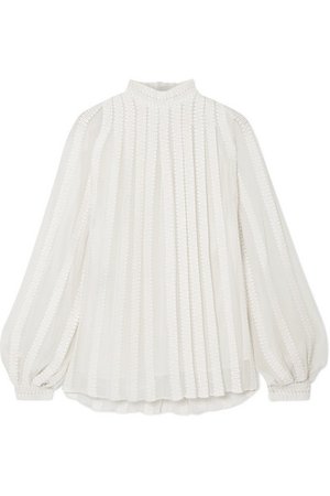 Derek Lam | Bestickte Bluse aus Georgette aus einer Baumwoll-Seidenmischung | NET-A-PORTER.COM
