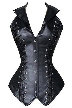 Atomic Black Faux Leather Steampunk Vest Corset | Atomic Jane Clothing