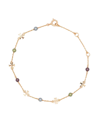 Tory Burch logo-charm pearl bracelet
