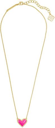 Amazon.com: Kendra Scott Ari Heart Adjustable Length Pendant Necklace for Women, Fashion Jewelry, 14k Rose Gold-Plated, Pink Drusy : Clothing, Shoes & Jewelry