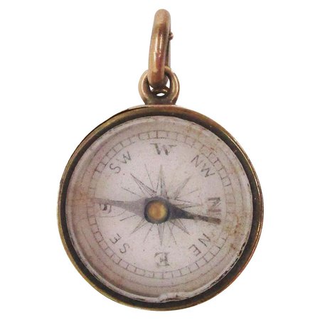 1880 Victorian 14 Karat Rose Gold Compass Watch Fob For Sale at 1stDibs