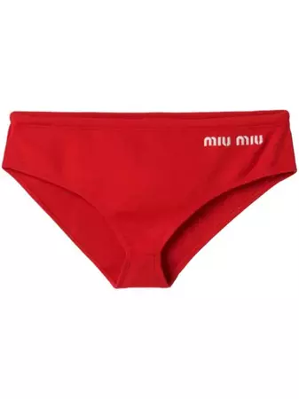 Miu Miu logo-print Bikini Bottoms - Farfetch