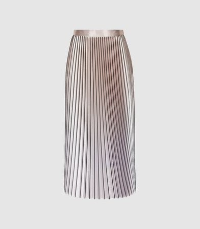 Betty Pink Pleated Metallic Midi Skirt – REISS silver