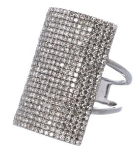 silver Large Rectangle Diamond Ring