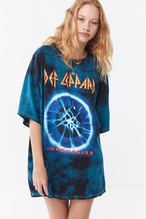 Def Leppard Tie-Dye T-Shirt Dress | Urban Outfitters