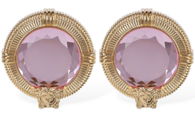 Versace Pink Crystal Stud Earrings