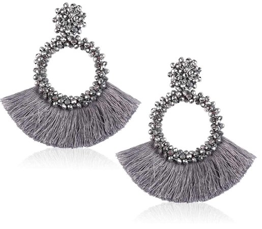 grey tassel earrings