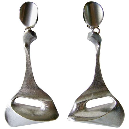Bjorn Weckstrom for Lapponia Sterling Silver Futuristic Space Age Earrings at 1stdibs