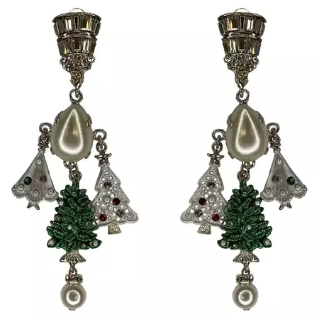 Carlo Zini Milano Christmas Chandelier Earrings For Sale at 1stDibs