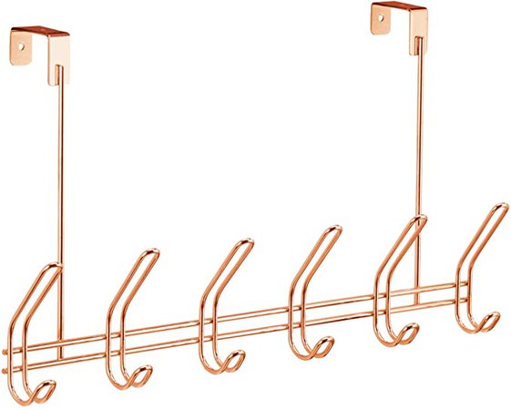 iDesign Classico Metal Over The Door Organizer, 6-Hook Rack for Coats, Hats, Robes, Towels, Bedroom, Closet, and Bathroom, Copper: Amazon.ca: Home & Kitchen