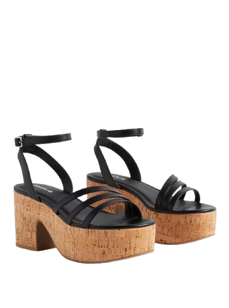 Black Cork Platform Sandals