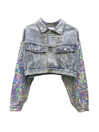 Denim jacket w/ holographic sequence