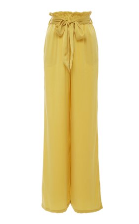 Paperbag Wide-Leg Silk-Satin Pajama Pant by Asceno | Moda Operandi