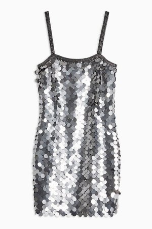IDOL Silver Embellished Sequin Disc Slip Dress | Topshop