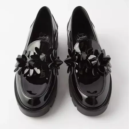 Christian Louboutin daisy Spikes black Patent leather Loafers