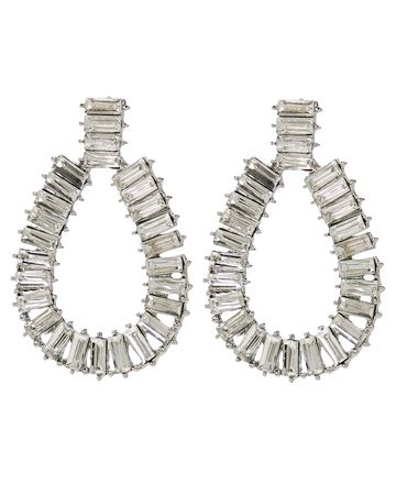 SHASHI Crystal Oval Drop Earrings In White | INTERMIX®