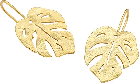 Amazon.com: Nancita Monstera Leaf Earrings - Palm Leaf Drop Earrings - Vintage Monstera Leaves Earring - Jewelry Gift (gold): Clothing, Shoes & Jewelry