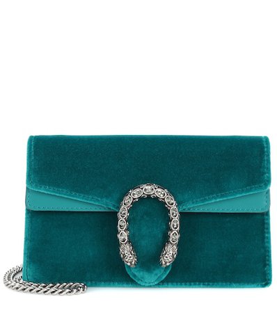 Dionysus velvet and leather clutch