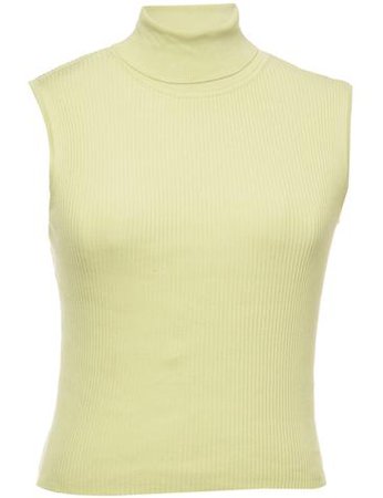 Women's Sleeveless Turtleneck Vest Green, S | Beyond Retro - E00637464