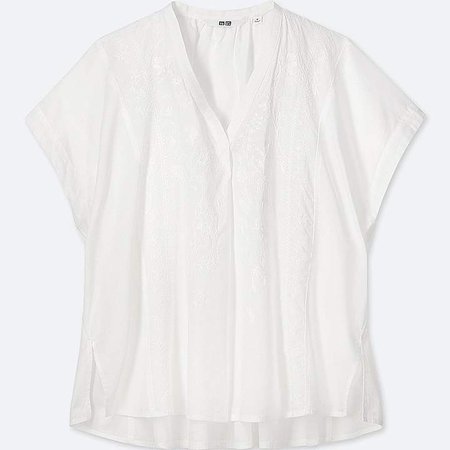Women's Cotton Embroidered Short-sleeve Blouse