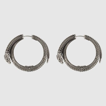 Silver Sterling Silver Gucci Garden silver snake hoop earrings | GUCCI® US