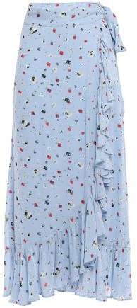 Ruffled Floral-print Georgette Midi Wrap Skirt