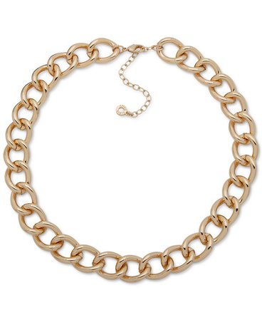 Anne Klein Gold-Tone Curb Chain Collar Necklace, 17" + 3" extender & Reviews - Necklaces - Jewelry & Watches - Macy's