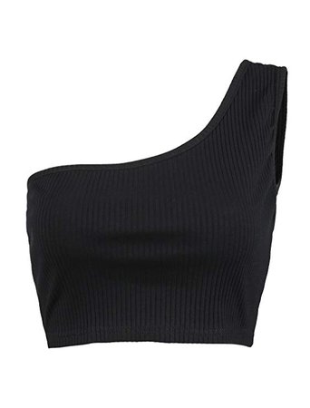PRETTODAY Women's Sleeveless Crop Tops Sexy One Shoulder Strappy Tees at Amazon Women’s Clothing store: