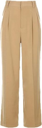 AOBRICON Palazzo Pants for Women High Waist Wide Leg Pants Fashion Suit Trousers Casual Solid Color Loose Pants at Amazon Women’s Clothing store