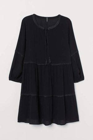 H&M+ Dress with Lace Trim - Black