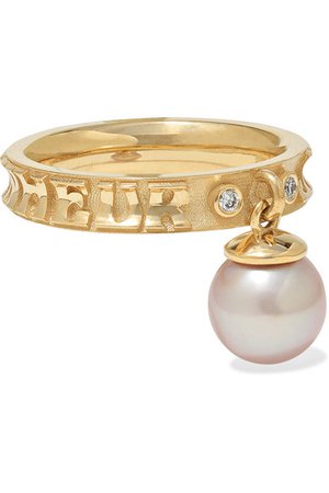 Marlo Laz | Dancing 14-karat gold, pearl and diamond ring | NET-A-PORTER.COM